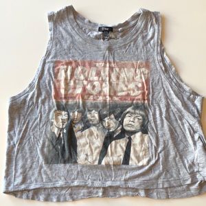 Rolling Stones Crop Top Gray Sz Medium